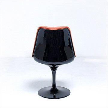 Saarinen Style: Tulip Side Chair - Black Shell - Fully Upholstered - Lime Green Fabric