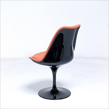 Saarinen Style: Tulip Side Chair - Black Shell - Fully Upholstered - Lime Green Fabric