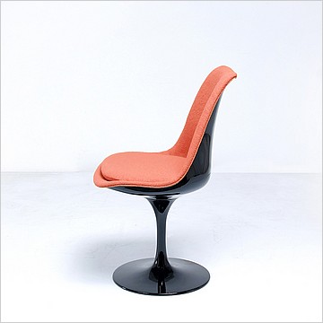 Saarinen Style: Tulip Side Chair - Black Shell - Fully Upholstered - Lime Green Fabric