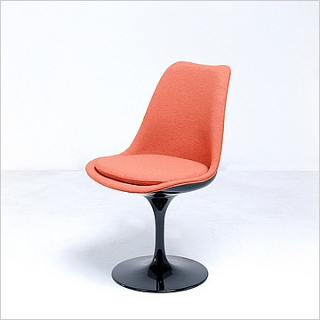 Saarinen Style: Tulip Side Chair - Black Shell - Fully Upholstered - Lime Green Fabric