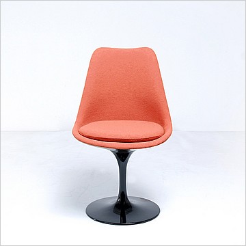 Saarinen Style: Tulip Side Chair - Black Shell - Fully Upholstered - Lime Green Fabric