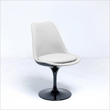 Saarinen Style: Tulip Side Chair - Black Shell - Fully Upholstered - Silver Gray Fabric