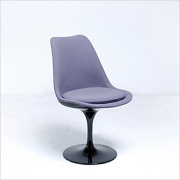 Saarinen Style: Tulip Side Chair - Black Shell - Fully Upholstered - Winter Gray Fabric