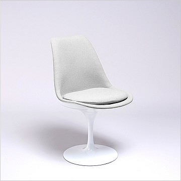 Saarinen Style: Tulip Side Chair - White Shell - Fully Upholstered - Silver Gray