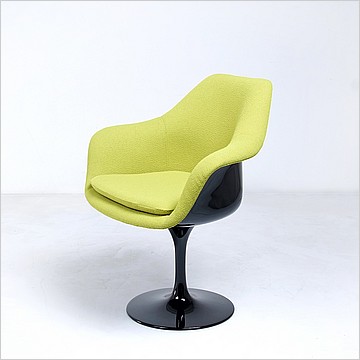 Saarinen Style: Tulip Arm Chair - Black Shell - Fully Upholstered