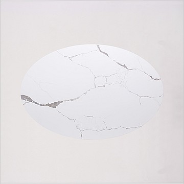 Saarinen Tulip Coffee Oval Table - White Quartz with Grey Veins