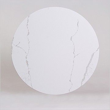 Saarinen Style: Tulip Dining Table 48 Inch Round - White Quartz with Grey Veins