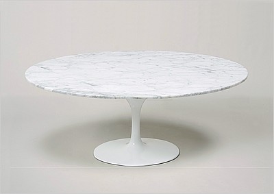 Tulip Dining Table Oval - Carrara Marble - Small