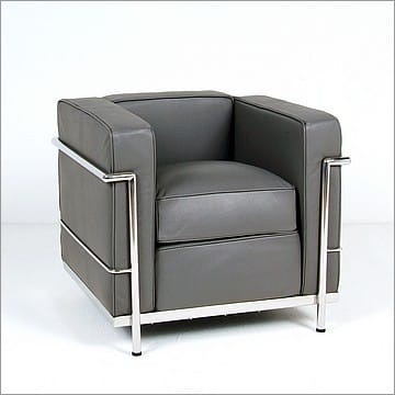 Petite Club Chair - Charcoal Gray Leather