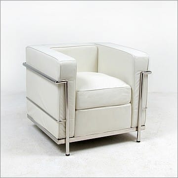 Petite Club Chair - Polar White Leather