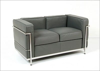 Petite Loveseat - Charcoal Gray Leather