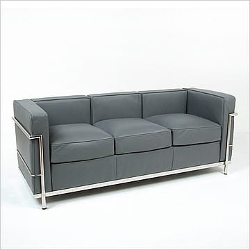 Le Corbusier Style LC2 sofa - Charcoal Gray - View 1