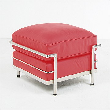 Petite Ottoman - Standard Red Leather