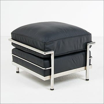 Petite Ottoman - Premium Black Leather