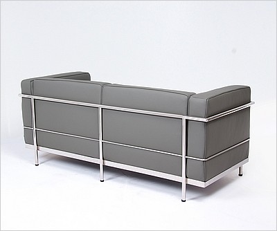 Grande Loveseat - Charcoal Gray Leather