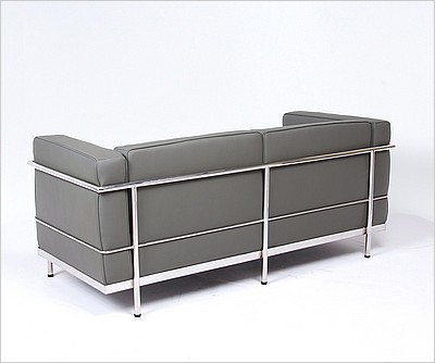 Grande Loveseat - Charcoal Gray Leather