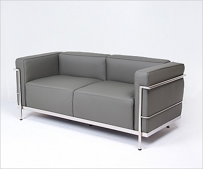 Grande Loveseat - Charcoal Gray Leather