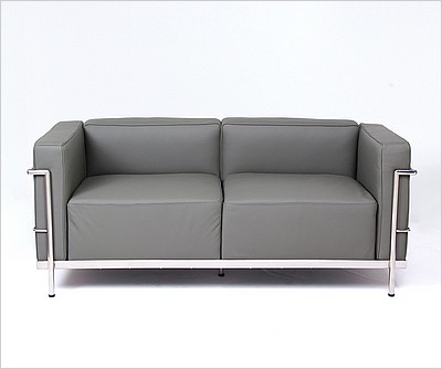 Grande Loveseat - Charcoal Gray Leather