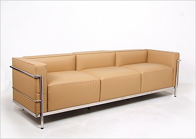LC3 Sofa in Driftwood Tan Italian Leather.