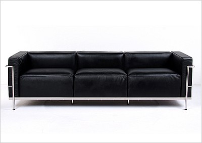 LC3 Sofa in Premium Black Italian Leather.