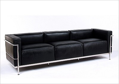 LC3 Sofa in Premium Black Italian Leather.