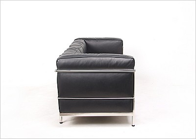 LC3 Loveseat in Black Italian Leather