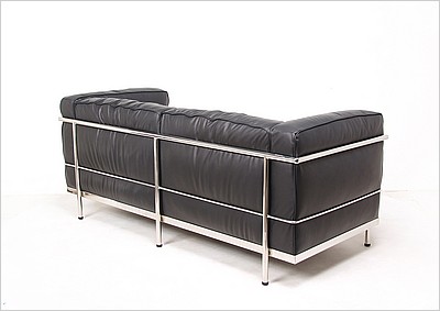 LC3 Loveseat in Black Italian Leather