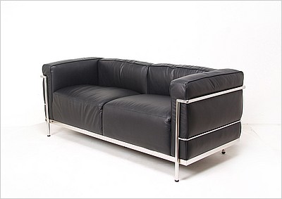 LC3 Loveseat in Black Italian Leather