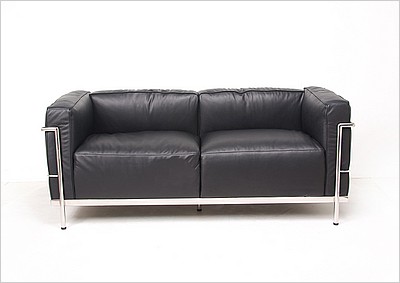 LC3 Loveseat in Black Italian Leather