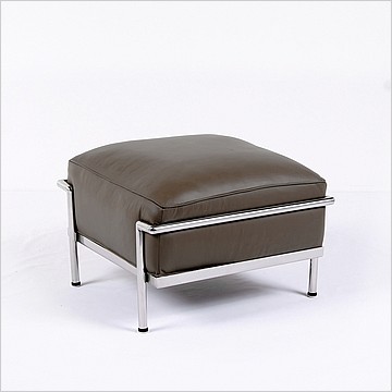 Corbusier Grande Feather Relaxed Ottoman - Black Leather