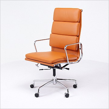 Charles Eames Style: Soft Pad Office Chair (High Back) - Golden Tan
