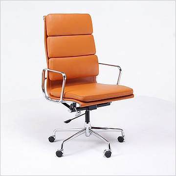 Charles Eames Style: Soft Pad Office Chair (High Back) - Golden Tan