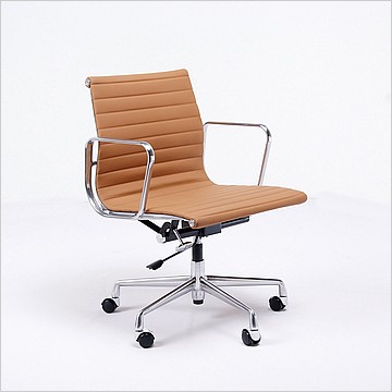 Thin Pad Office Chair (Mid Back) - Terra Brown Leather