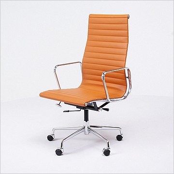 Charles Eames Style: Thin Pad Office Chair (High Back) - Golden Tan