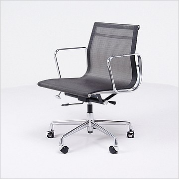 Charles Eames Style: Mid-Back Office Chair - Black Mesh