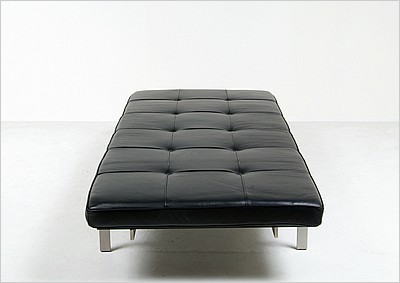 PK80 Daybed - Black Leather - Brushed Stainless