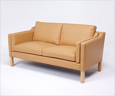 Model 2212 Loveseat - Camel Tan - Natural Finish on Ash Wood