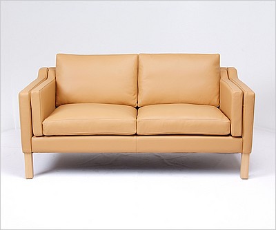 Model 2212 Loveseat - Camel Tan - Natural Finish on Ash Wood