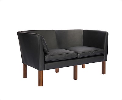 Mogensen Model 2215 Style Loveseat - Premium Black / Dark Walnut