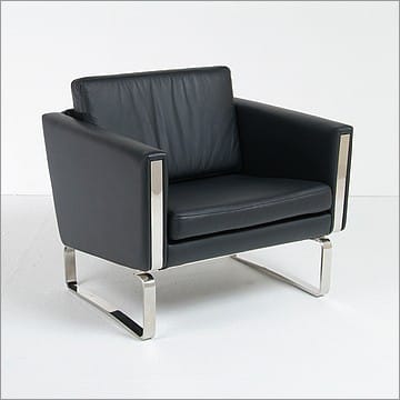 JH Lounge Chair - Premium Black Leather