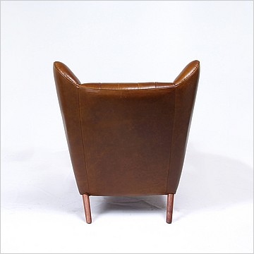 Clearance: Papa Bear Chair with Footstool - Muddy Green Leather - Walnut