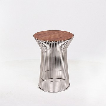 Platner Wire Frame Round Side Table - Wood Top