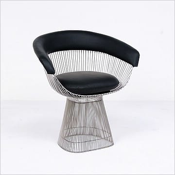 Platner Wire Dining Chair - Black Leather