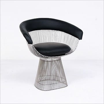 Platner Wire Dining Chair - Premium Black Leather