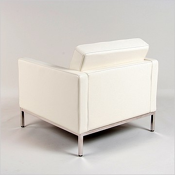 Florence Knoll Lounge Chair - Polar White Leather - No Buttons
