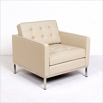 Florence Knoll Lounge Chair - Parchment Leather - with Buttons