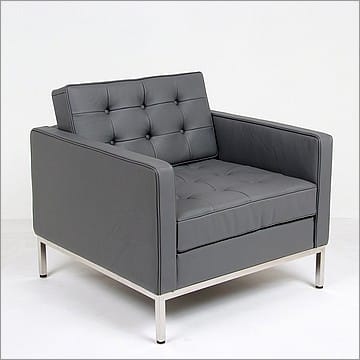 Florence Knoll Lounge Chair - Charcoal Gray Leather