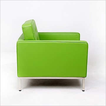 Florence Knoll Lounge Chair - Apple Green Leather - with Buttons