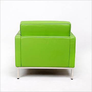 Florence Knoll Lounge Chair - Apple Green Leather - with Buttons