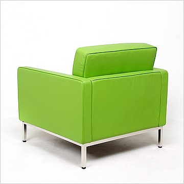 Florence Knoll Lounge Chair - Apple Green Leather - with Buttons
